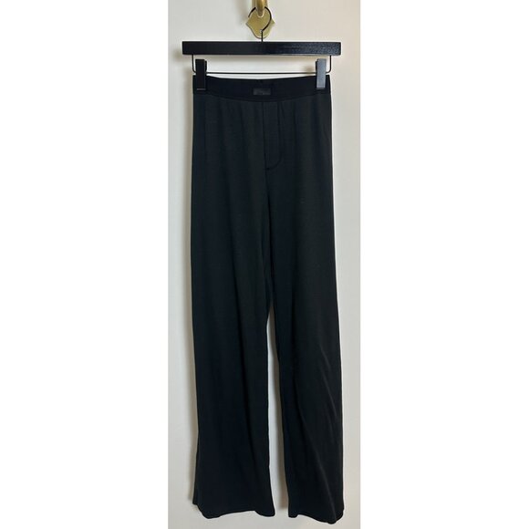 SKIMS Stretch Cotton Rib Pajama Pants in Soot Black Size Large - Picture 3 of 9